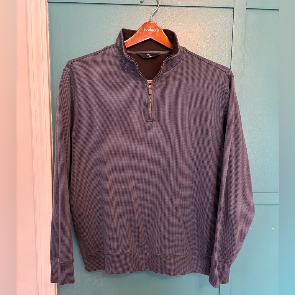 Hart Schaffner Marx Men's Blue Quarter Zip Sweater 100% Cotton